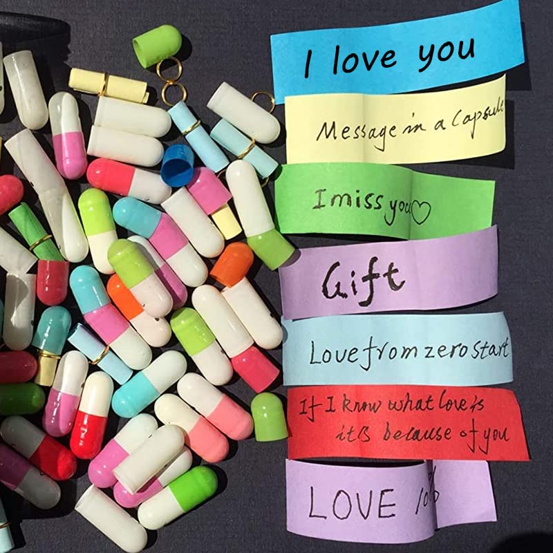 Hefonti Capsule Message in a Bottle - 50pcs Cute Capsule Pills Gift for Girlfriend Boyfriend Women Wife Husband  Love Pills Letter for Birthday Christmas Anniversary Valentine Day Mothers Day Gift - Image 5
